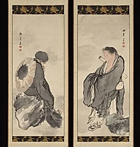 与謝蕪村筆　寒山拾得図|Hanshan and Shide