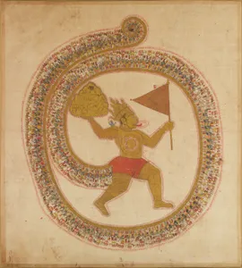Hanuman Bearing the Mountaintop with Medicinal Herbs