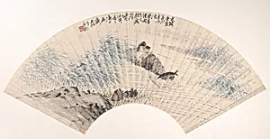 清 任頤 童子水牛 扇面|Herdboy and Buffalo