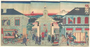 横浜商館天主堂ノ図|Illustration of Foreign Residences and the Catholic Church in Yokohama (Yokohama shōkan tenshudō no zu)