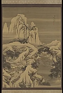 清 袁耀 雪棧行旅圖 軸|Inn and Travelers in Snowy Mountains by Yuan Yao