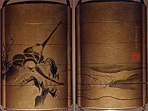 手長猿蒔絵印籠|Inrō with Gibbons in a Landscape by Hasegawa Kyorinsai|Kano Sukekiyo
