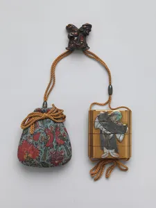 寒山拾得蒔絵印籠|Inrō with Rinpa Style Kanzan and Jittoku