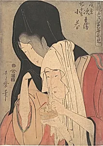 実競色乃美名家見　紙屋次兵衛　紀ノ国屋小春|Jihei of Kamiya Eloping with Koharu of Kinokuniya by Kitagawa Utamaro