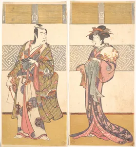 勝川春章画　三代目澤村宗十郎と三代目瀬川菊之丞|Kabuki Actors Sawamura Sōjūrō III and Segawa Kikunojō III