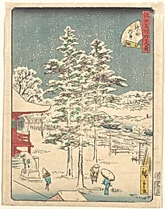 江戸名所四十八景　神田明神|Kanda Temple Snow by Utagawa Hiroshige