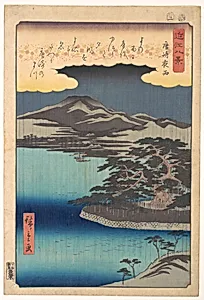 Karasaki ya'u|近江八景　唐崎夜雨|Pine Tree at Karasaki by Utagawa Hiroshige