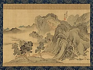 与謝蕪村筆　浅絳山水図|Landscape in Light Colors