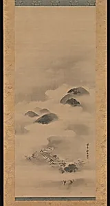 狩野探幽筆　月夜山水図|Landscape in Moonlight