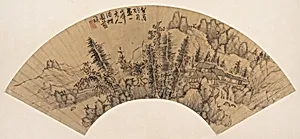 明/清 佚名 倣藍瑛 倣黃公望山水 扇|Landscape in the Style of Huang Gongwang