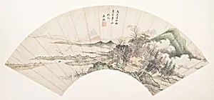 清 佚名 倣王鑑 倣惠崇山水圖 扇|Landscape in the Style of Huichong