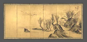 山水唐人物図屏風|Landscapes with the Chinese Literati Su Shi and Tao Qian 