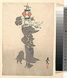 お盆燈籠の火付|Lighting a Hanging Lantern for the Obon Festival by Shibata Zeshin 柴田是真