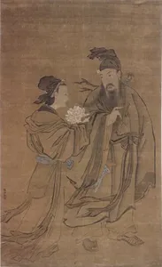 清 佚名 傳崔子忠 呂洞賓戯牡丹仙子 軸|Lȕ Dongbin and the Spirit of the Peony