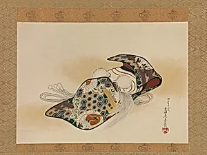 柴田是真作　翁面図|Mask for the Noh Play Okina