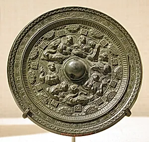 東漢 神僊異獸紋銅鏡|Mirror with deities and mythical creatures