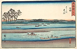 東海道五十三次　見附　天竜川渡舟|Mitsuke by Utagawa Hiroshige