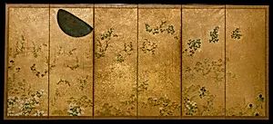 俵屋宗達工房　月に秋草図屏風|Moon and Autumn Grasses