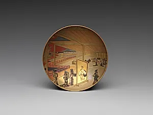 鼠婚礼蒔絵盃|One of a Pair of Wine Cups (Sakazuki) with Mice’s Wedding