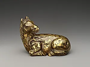 晚明 銅灑金馬形紙鎮|Paperweight in the form of a horse