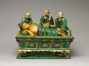 明弘治 三彩佛涅磐組像|Par nirvana (death and transcendence of the Buddha) and attendant arhats
