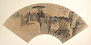 清 倣 梅清 黃海雲濤圖 扇頁|Peaks of Mount Huang