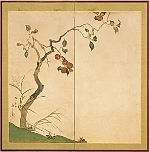 酒井抱一筆　柿図屏風|Persimmon Tree