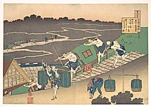 百人一首　宇波か縁説　藤原道信朝臣|Poem by Fujiwara no Michinobu Ason, from the series One Hundred Poems Explained by the Nurse (Hyakunin isshu uba ga etoki) by Katsushika Hokusai