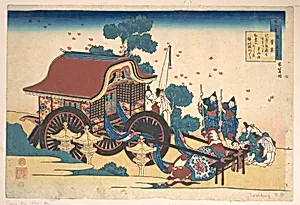 百人一首　うはかゑとき　菅家|Poem by Kanke (Sugawara Michizane), from the series One Hundred Poems Explained by the Nurse (Hyakunin isshu uba ga etoki) by Katsushika Hokusai
