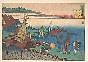 百人一首　乳母かえ説　元良親王|Poem by Motoyoshi Shinnō, from the series One Hundred Poems Explained by the Nurse (Hyakunin isshu uba ga etoki) by Katsushika Hokusai