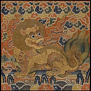 明早期 刺繡獅子補|Rank Badge with Lion