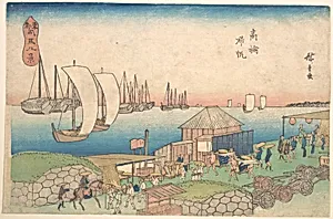 東都司馬八景　高輪帰帆|River View at Takanawa by Utagawa Hiroshige