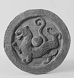 西漢　四神陶瓦當―白虎|Roof tile end with tiger