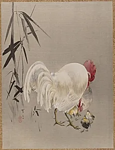 Rooster and Hen with Chicks