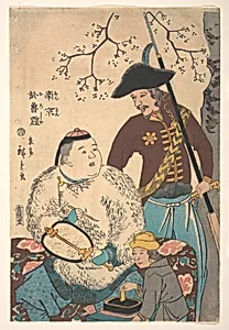 南京　於魯西亜|Russians and a Chinese Inscribing a Fan