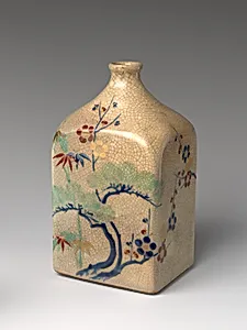 Sake Bottle (Tokkuri) with “Three Friends of Winter” (Pine, Bamboo, and Plum)
