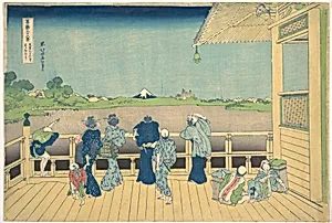 冨嶽三十六景　五百らかん寺さざゐどう|Sazai Hall at the Temple of the Five Hundred Arhats (Gohyaku Rakanji Sazaidō), from the series Thirty-six Views of Mount Fuji (Fugaku sanjūrokkei) by Katsushika Hokusai
