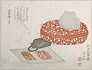 判子と赤肉箱|Seals and a Carved Lacquer Container for Seal Ink