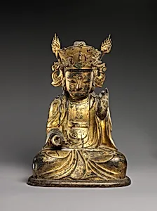 목조 보살 좌상	조선|木造菩薩坐像 朝鮮|Seated bodhisattva (left attendant of a triad)