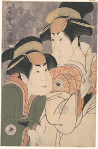 Segawa Tomisaburō II and Nakamura Manyo as Yadorigi and Her Maid Wakakusa in the Play "Hana Ayame Bunroku Soga"