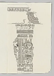 Shiva Ravananugrahamurti; woman holding a flywhisk; rearing yali by Unidentified