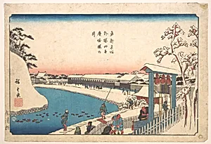 東都名所　外桜田弁慶桜の井|Soto Sakurada, Benkei Bori, Sakura-no-i by Utagawa Hiroshige