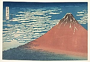 「富嶽三十六景　凱風快晴」|South Wind, Clear Sky (Gaifū kaisei), also known as Red Fuji, from the series Thirty-six Views of Mount Fuji (Fugaku sanjūrokkei) by Katsushika Hokusai