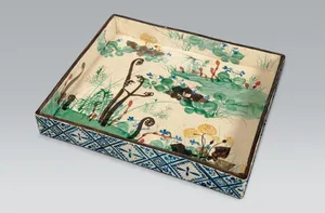 Square Dish with Spring Flowers