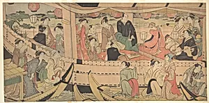 三俳優隅田川船遊び|Sumida River Holiday by Torii Kiyonaga