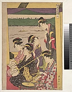 Suzumibune gomai-e; Ni|A Party of Geisha in a Suzumi-bune, i.e. "cooling-off boat." (Second Scene of a Boating Party) by Eishōsai Chōki