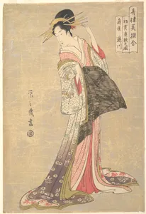 鳥文斎栄之画 「青楼美撰合　初売座敷之図　扇屋滝川」|Takigawa of the Ōgiya Brothel: The First Reception Room Appointment of the New Year (Hatsu-uri zashiki no zu: Ōgiya Takigawa), from the series A Comparison of Selected Beauties of the Pleasure Quarters (Seirō bisen awase)