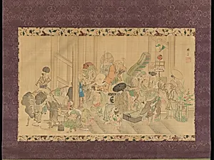 蹄斎北馬筆　雨宿り図|Taking Shelter from the Rain