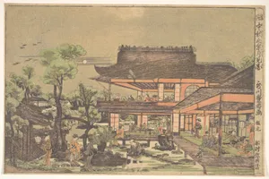 Tea–house; Scene entitled: "Viewing the Moon in mid–autumn"