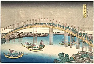 諸國名橋奇覧　摂洲天満橋|Tenman Bridge at Settsu Province (Sesshū Tenmanbashi), from the series Remarkable Views of Bridges in Various Provinces (Shokoku meikyō kiran) by Katsushika Hokusai